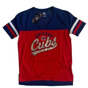Majestic Men's Size S Chicago Cubs MLB Baseball Mesh Jersey Shirt Brand New